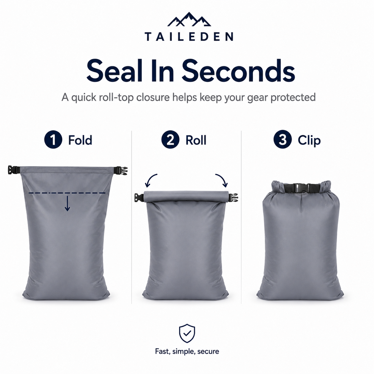 TAILEDEN Ultralight Waterproof Dry Bag – Roll-Top Outdoor Storage Sack