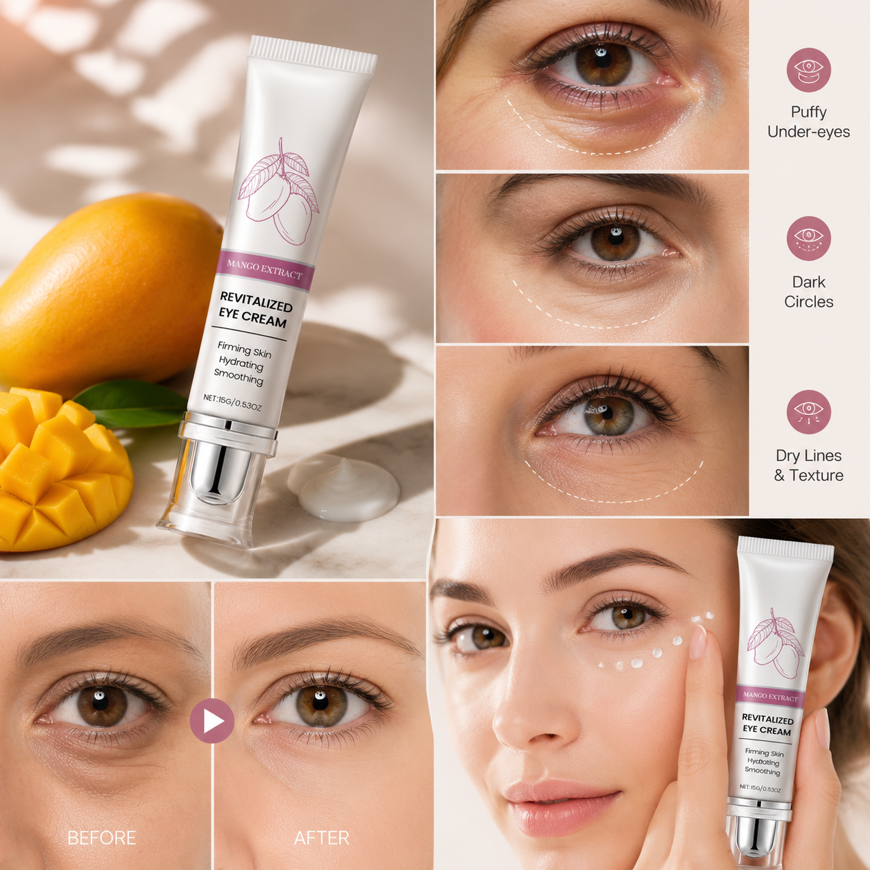 Mango Revitalizing Eye Cream for Dark Circles & Puffy Eyes