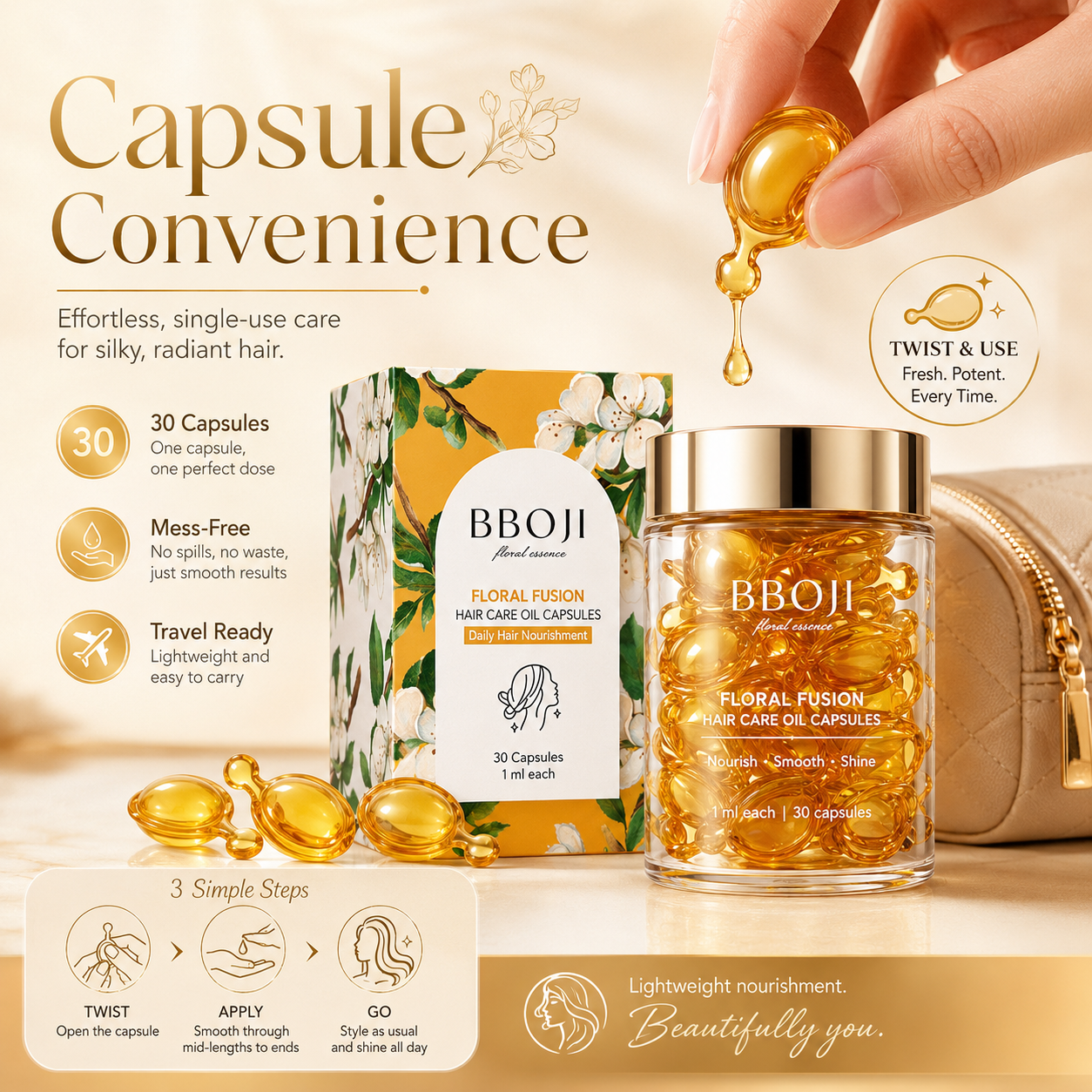 BBOJI Hair Serum Oil Capsules – Smooth, Nourish & Shine