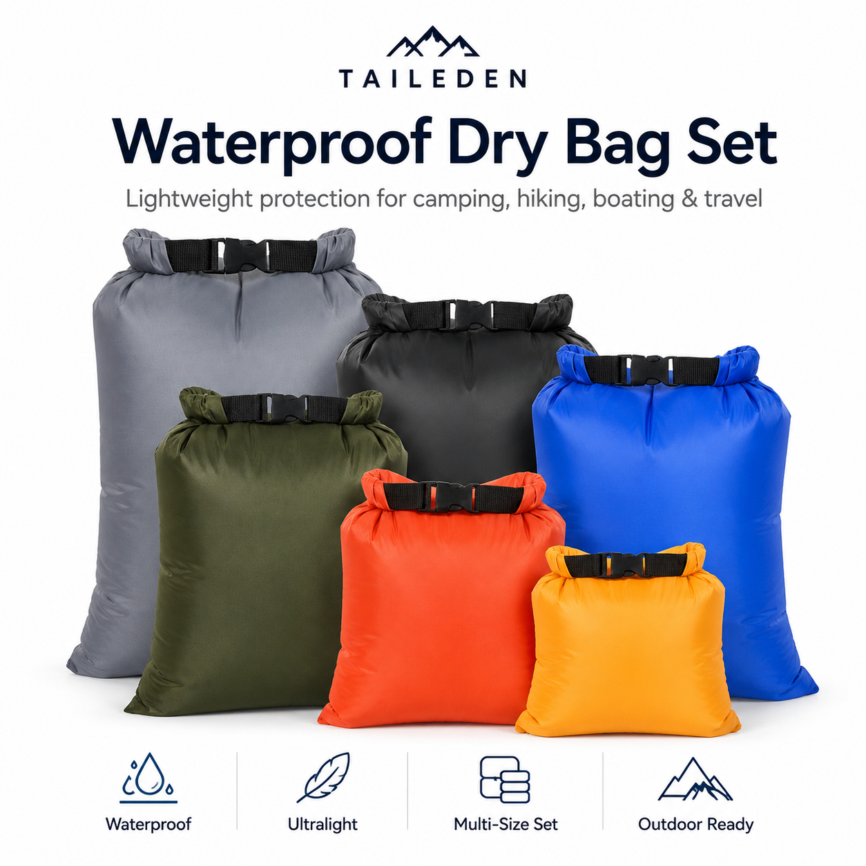 TAILEDEN Ultralight Waterproof Dry Bag – Roll-Top Outdoor Storage Sack