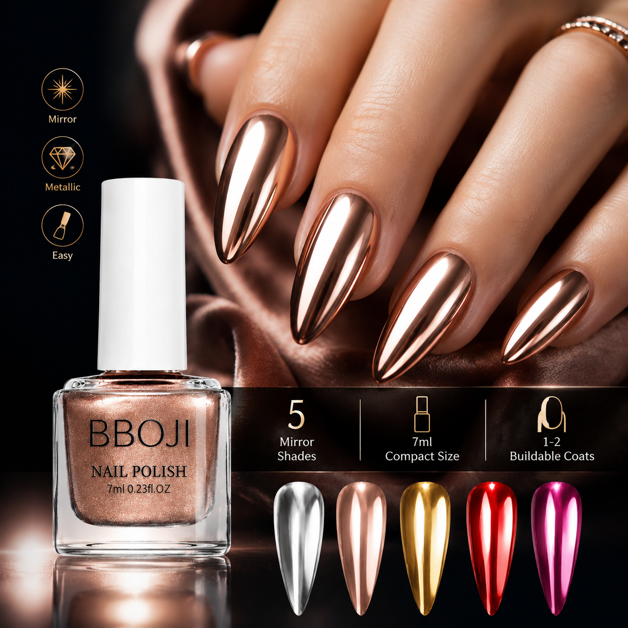 Metallic Mirror-Finish Retro Nail Polish