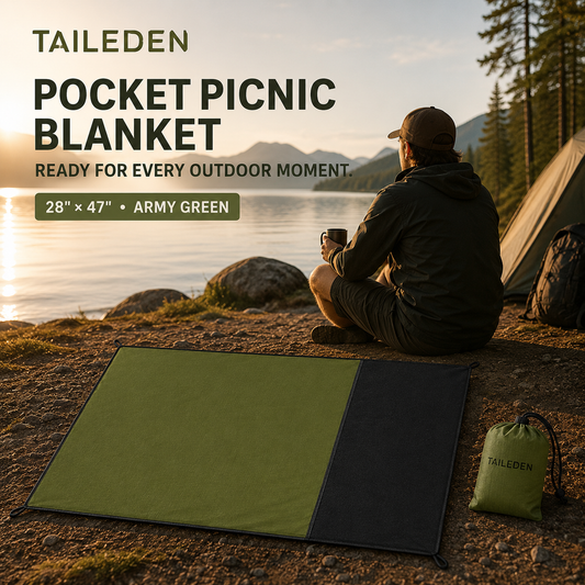 TAILEDEN Waterproof Pocket Picnic Blanket – Compact Sandproof Outdoor Mat