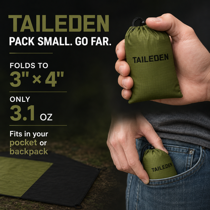 TAILEDEN Waterproof Pocket Picnic Blanket – Compact Sandproof Outdoor Mat
