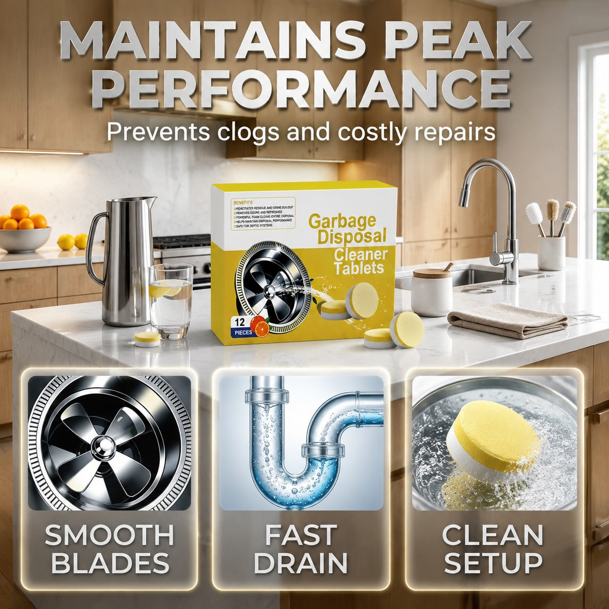 Garbage disposal tablets supporting smooth routine performance