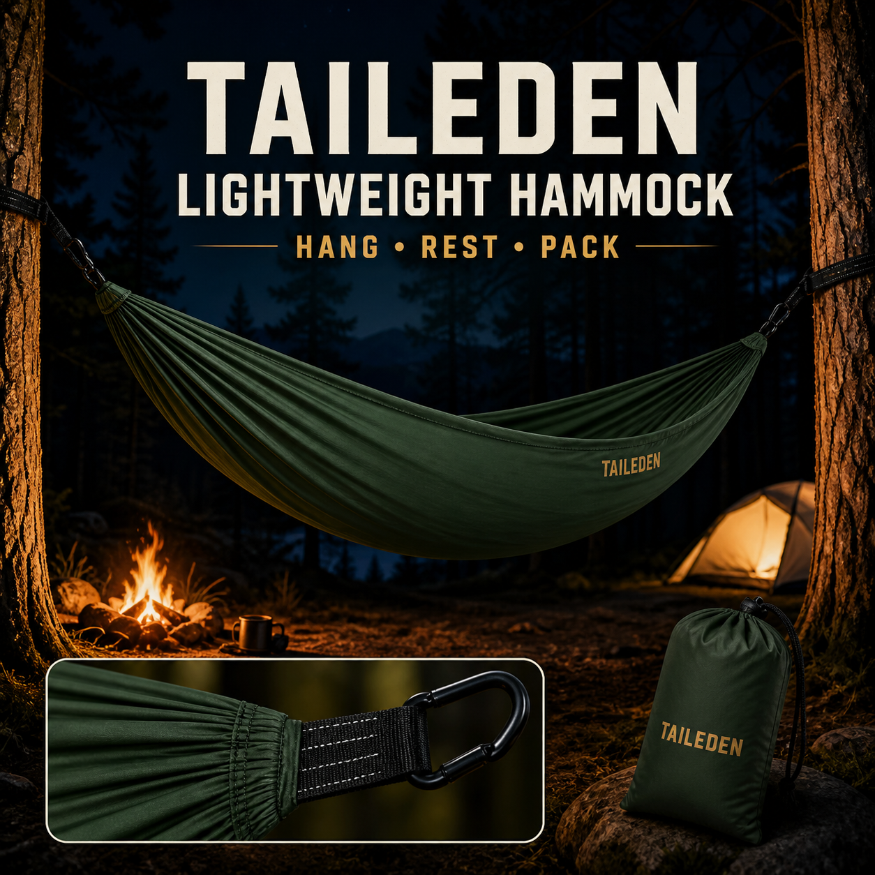 TAILEDEN Ultralight Single Camping Hammock for Travel — Core feature
