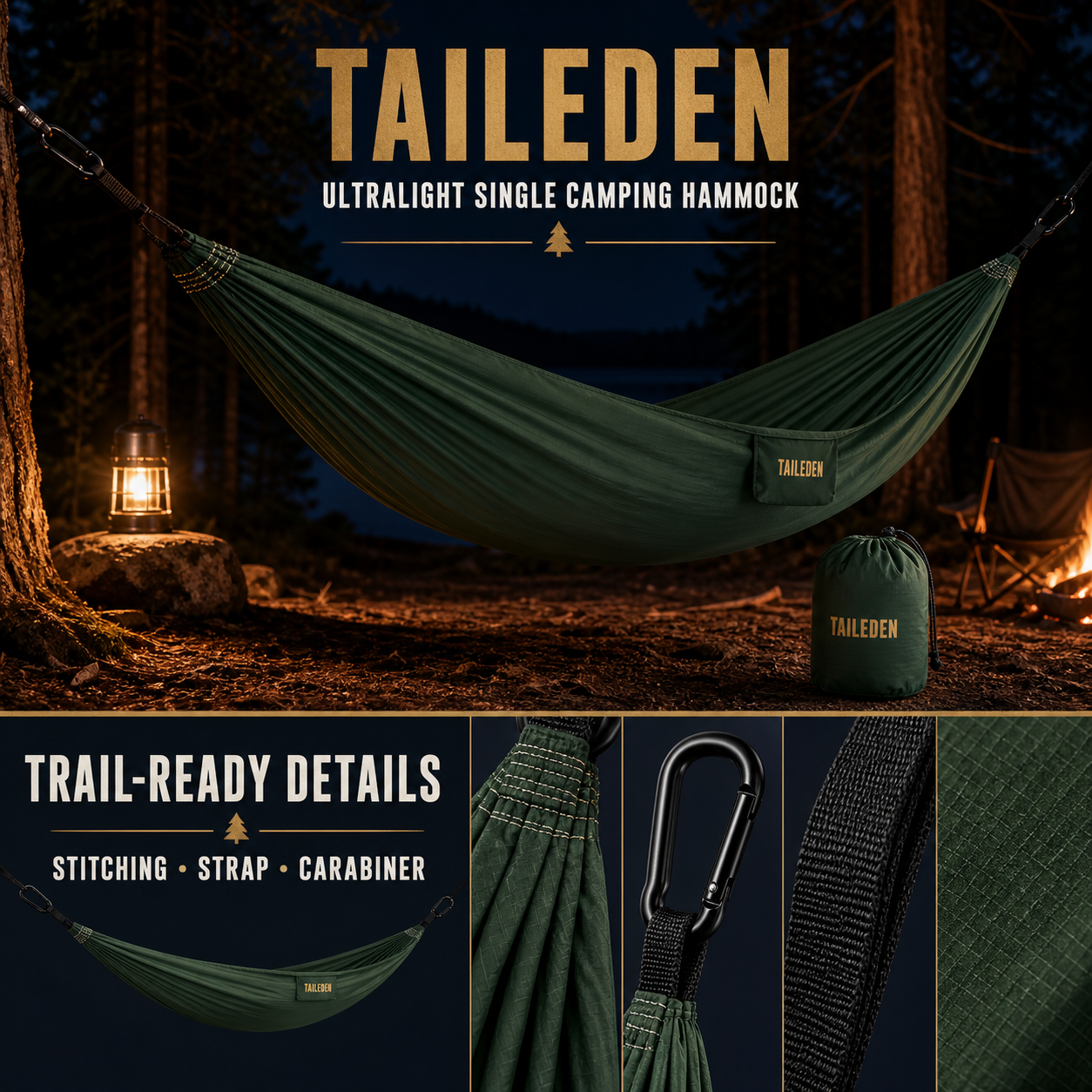 TAILEDEN Ultralight Single Camping Hammock for Travel — Product details