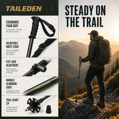 TAILEDEN Five-Section Folding Trekking Pole for Hiking — Outdoor lifestyle