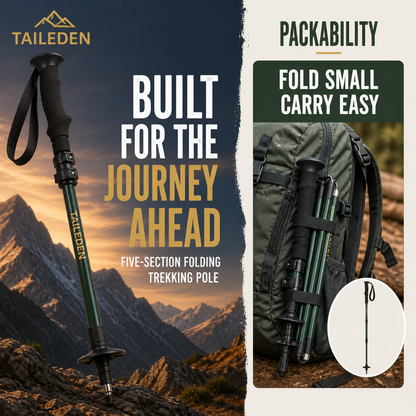 TAILEDEN Five-Section Folding Trekking Pole for Hiking — Packability