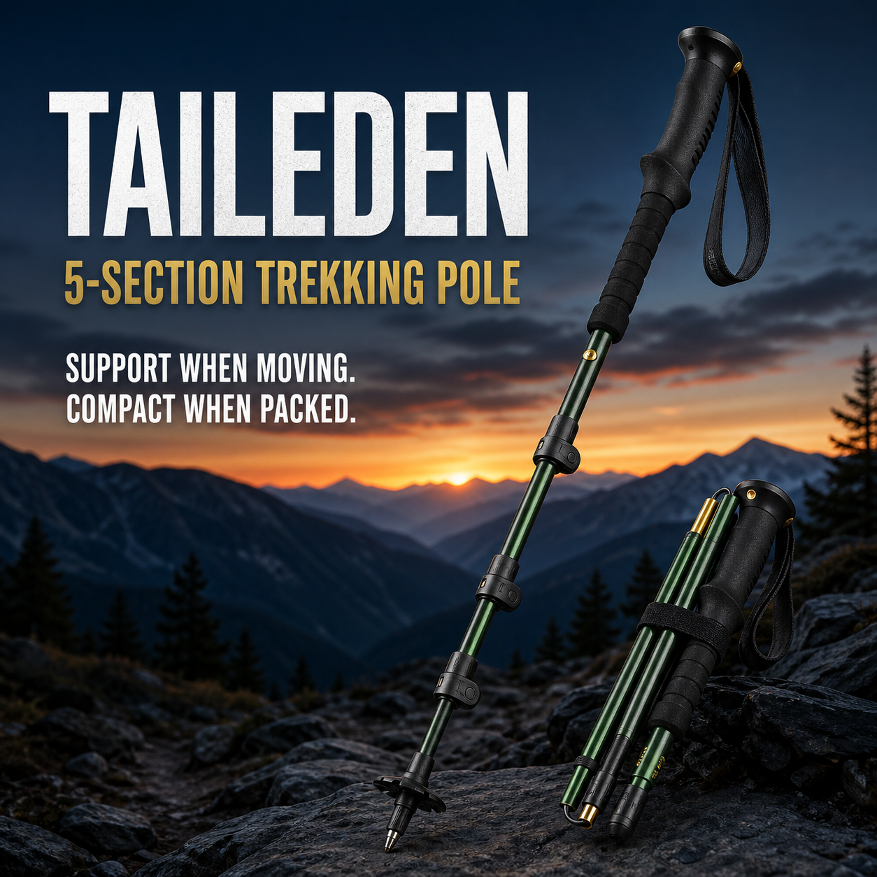 TAILEDEN Five-Section Folding Trekking Pole for Hiking product image