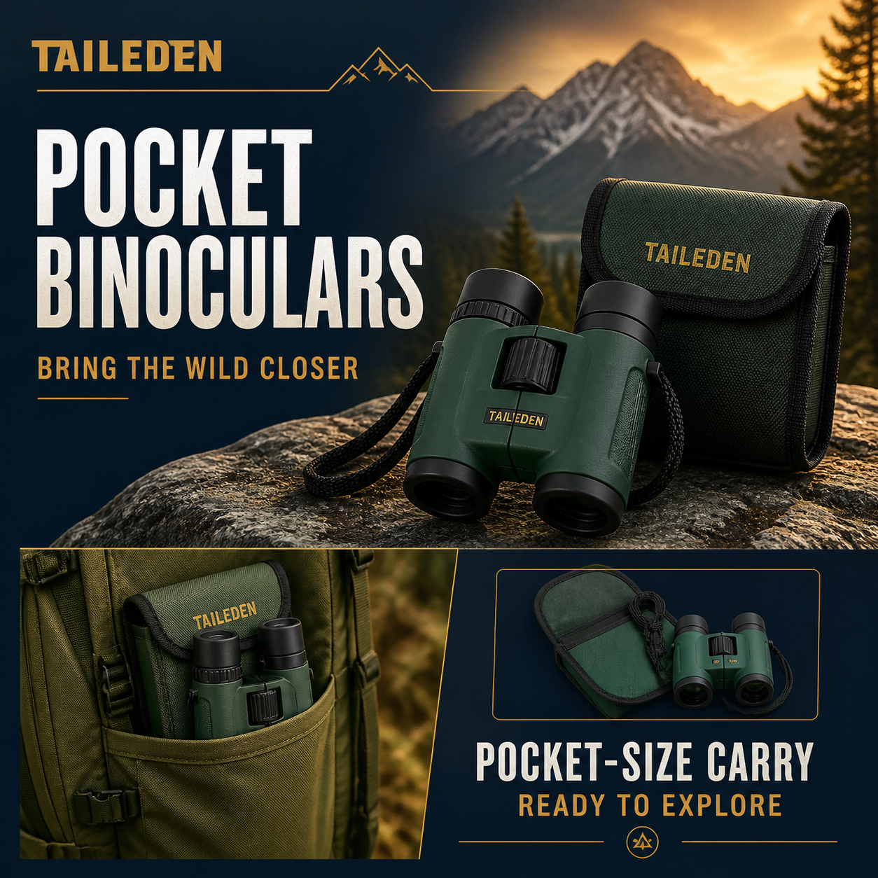 TAILEDEN Compact Pocket Binoculars for Travel and Outdoors — Packability