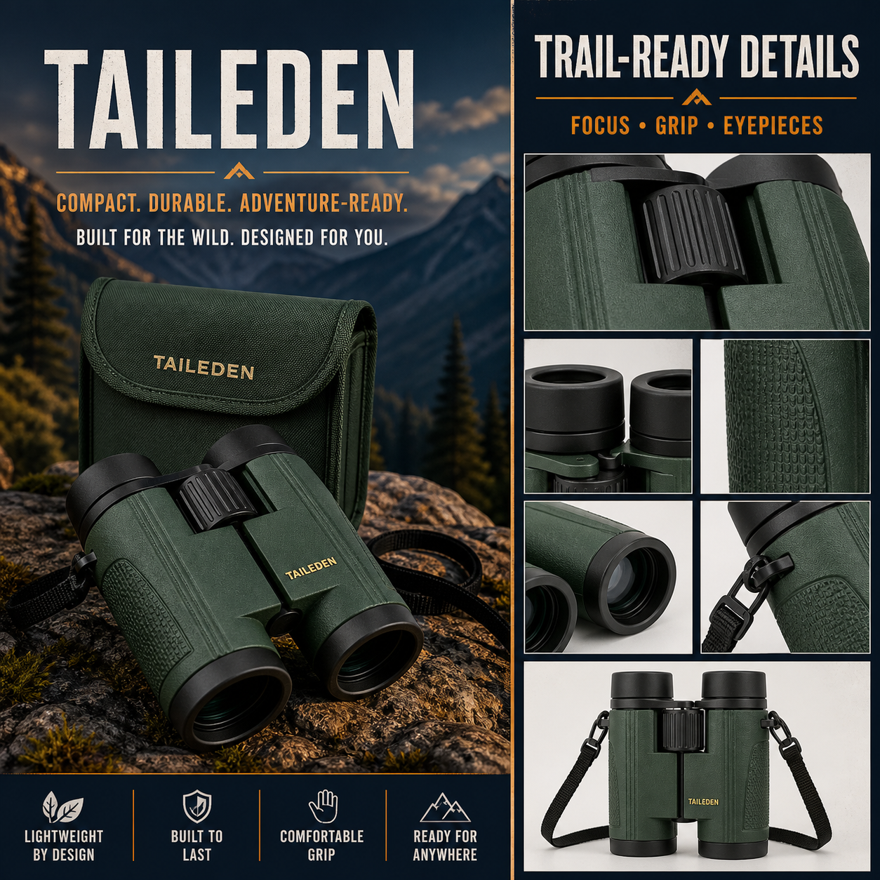 TAILEDEN Compact Pocket Binoculars for Travel and Outdoors — Product details