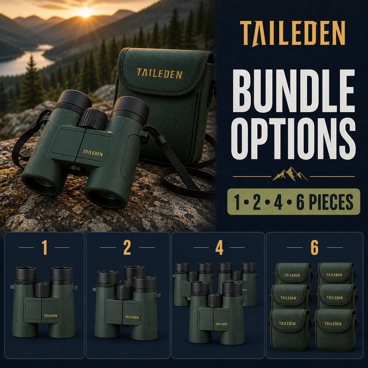 TAILEDEN Compact Pocket Binoculars for Travel and Outdoors — Bundle options