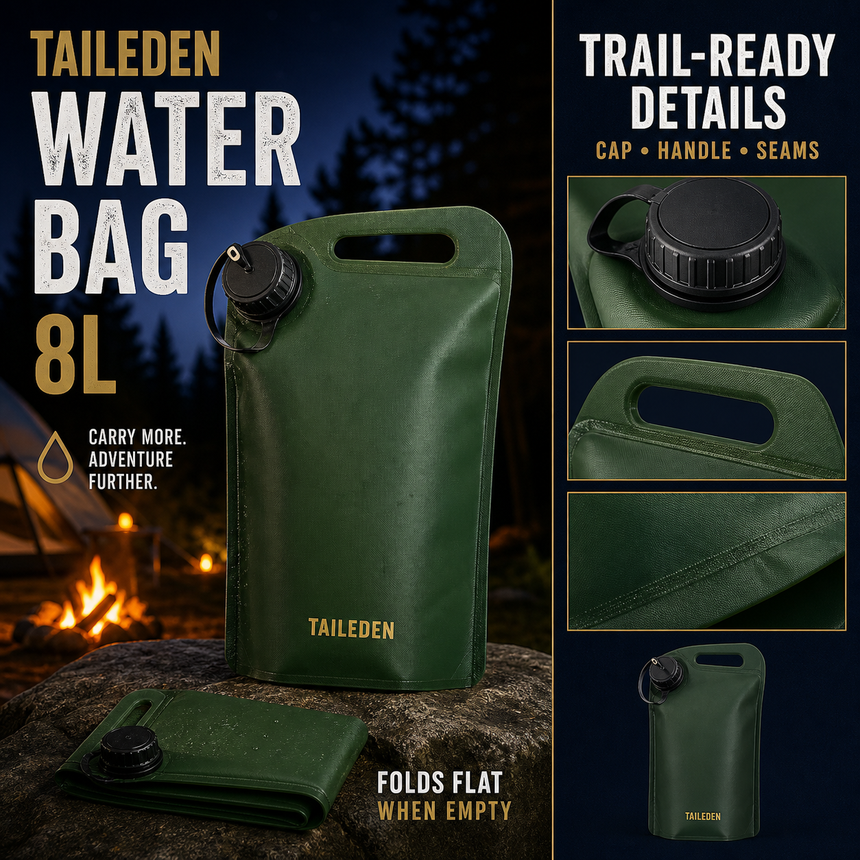 TAILEDEN 8L Collapsible Water Storage Bag for Camping — Product details