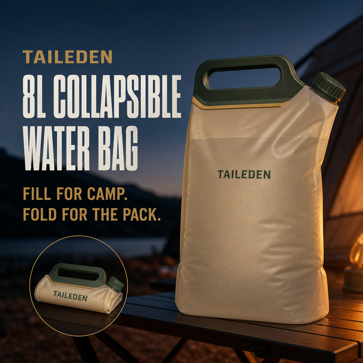 TAILEDEN 8L Collapsible Water Storage Bag for Camping product image