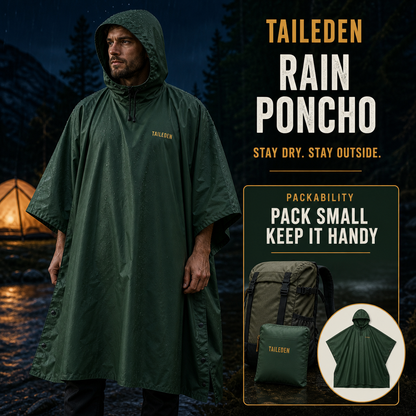TAILEDEN Reusable Rain Poncho for Hiking and Camping — Packability