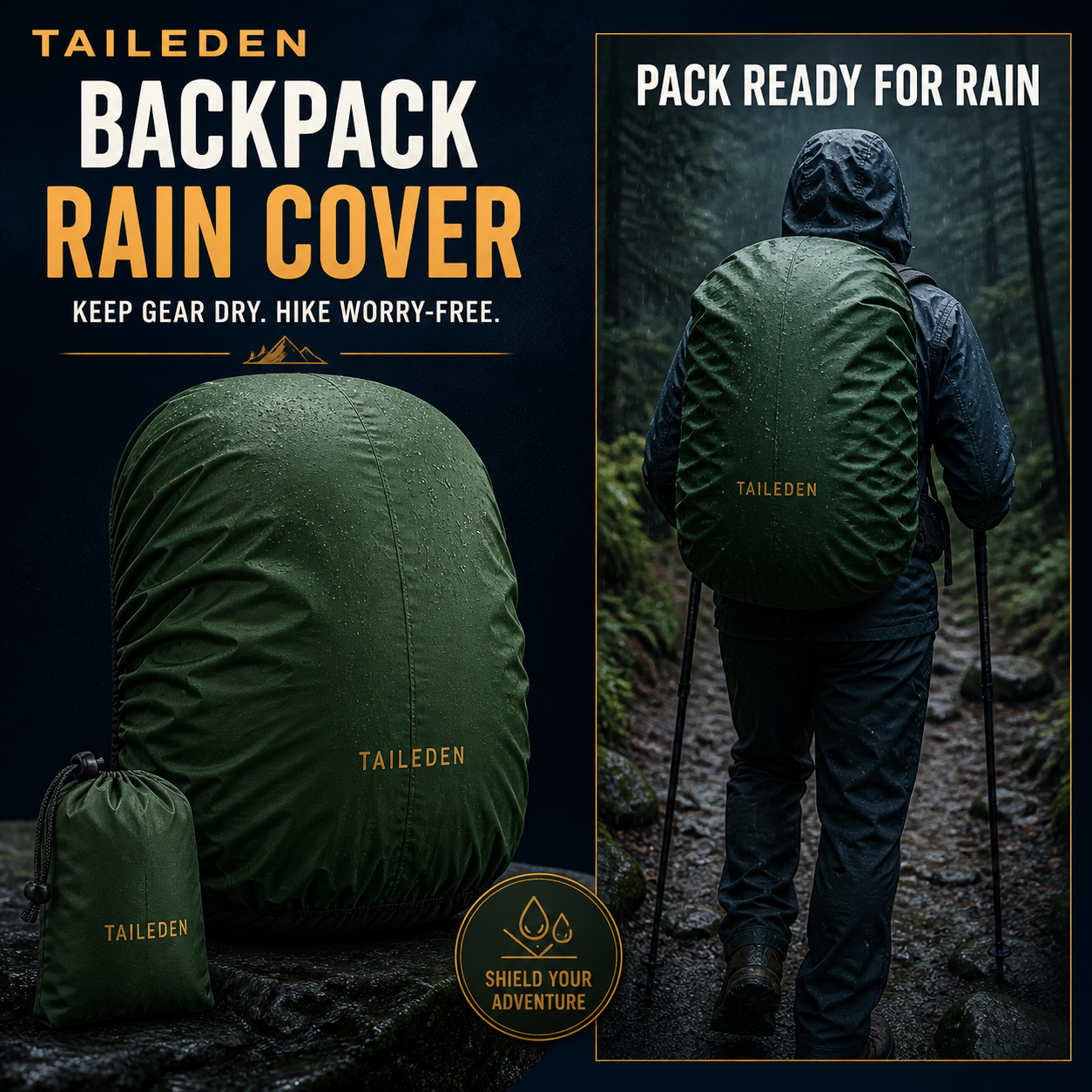 TAILEDEN Packable Backpack Rain Cover for Hiking and Travel — Outdoor lifestyle