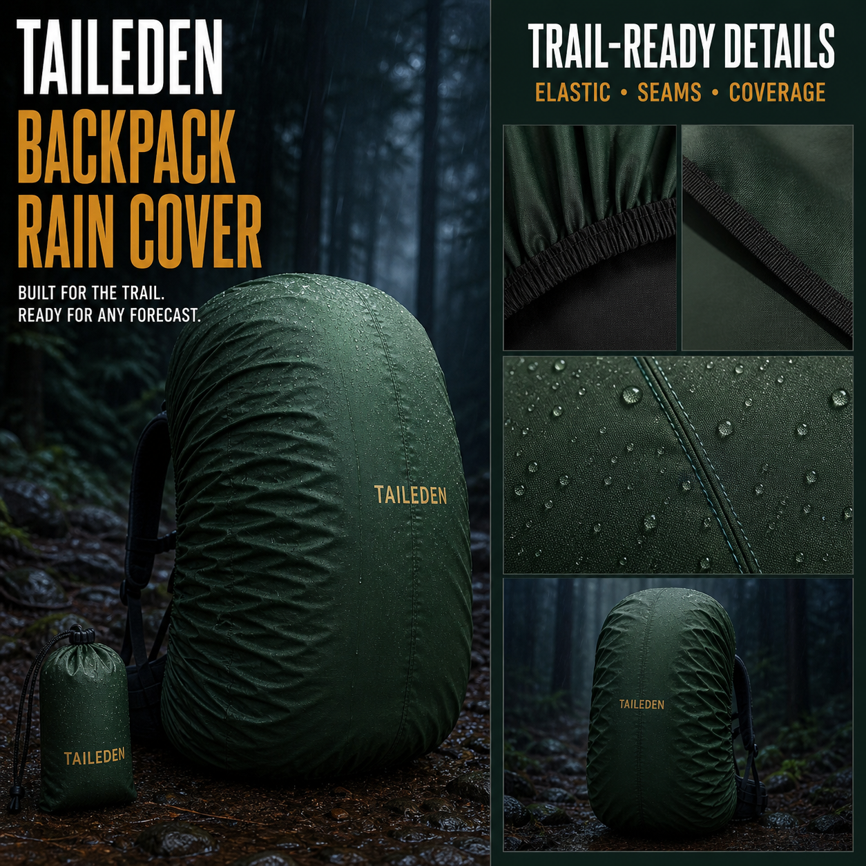 TAILEDEN Packable Backpack Rain Cover for Hiking and Travel — Product details