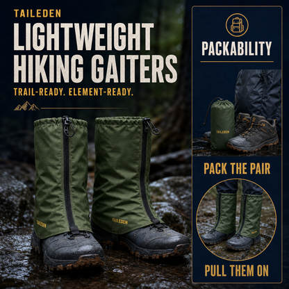 TAILEDEN Lightweight Hiking Gaiters for Wet and Debris-Prone Trails — Packability