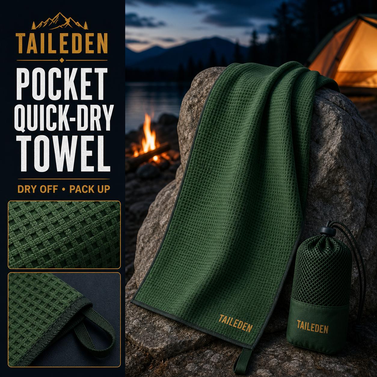 TAILEDEN Pocket Quick-Dry Towel for Camping and Travel — Core feature