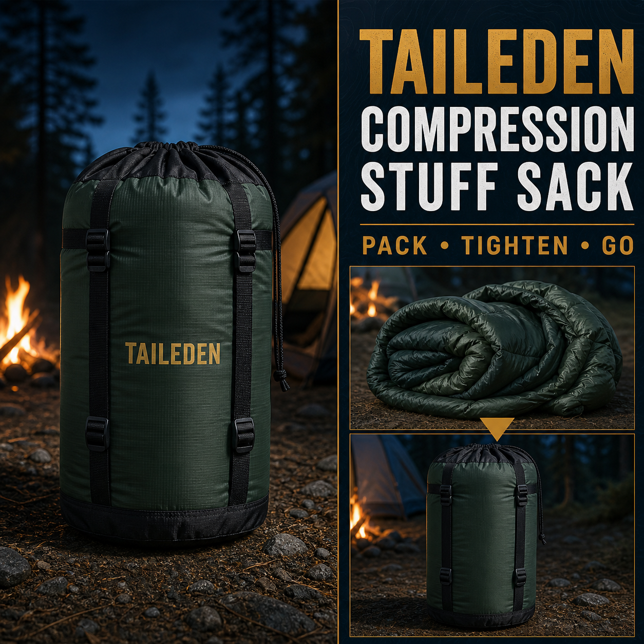 TAILEDEN Sleeping Bag Compression Stuff Sack for Camping — Core feature