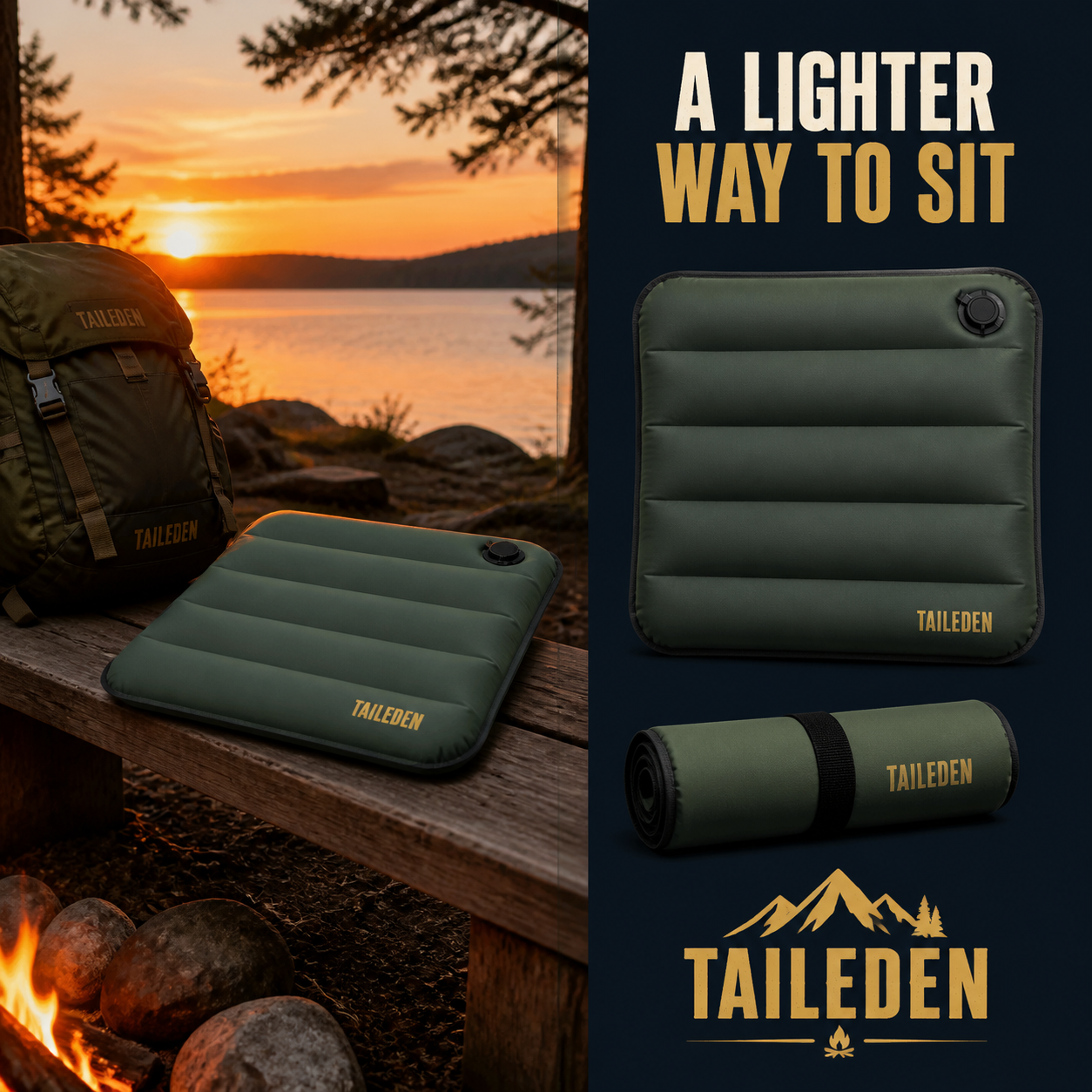 TAILEDEN Inflatable Camping Seat Cushion for Outdoor Travel — Outdoor lifestyle