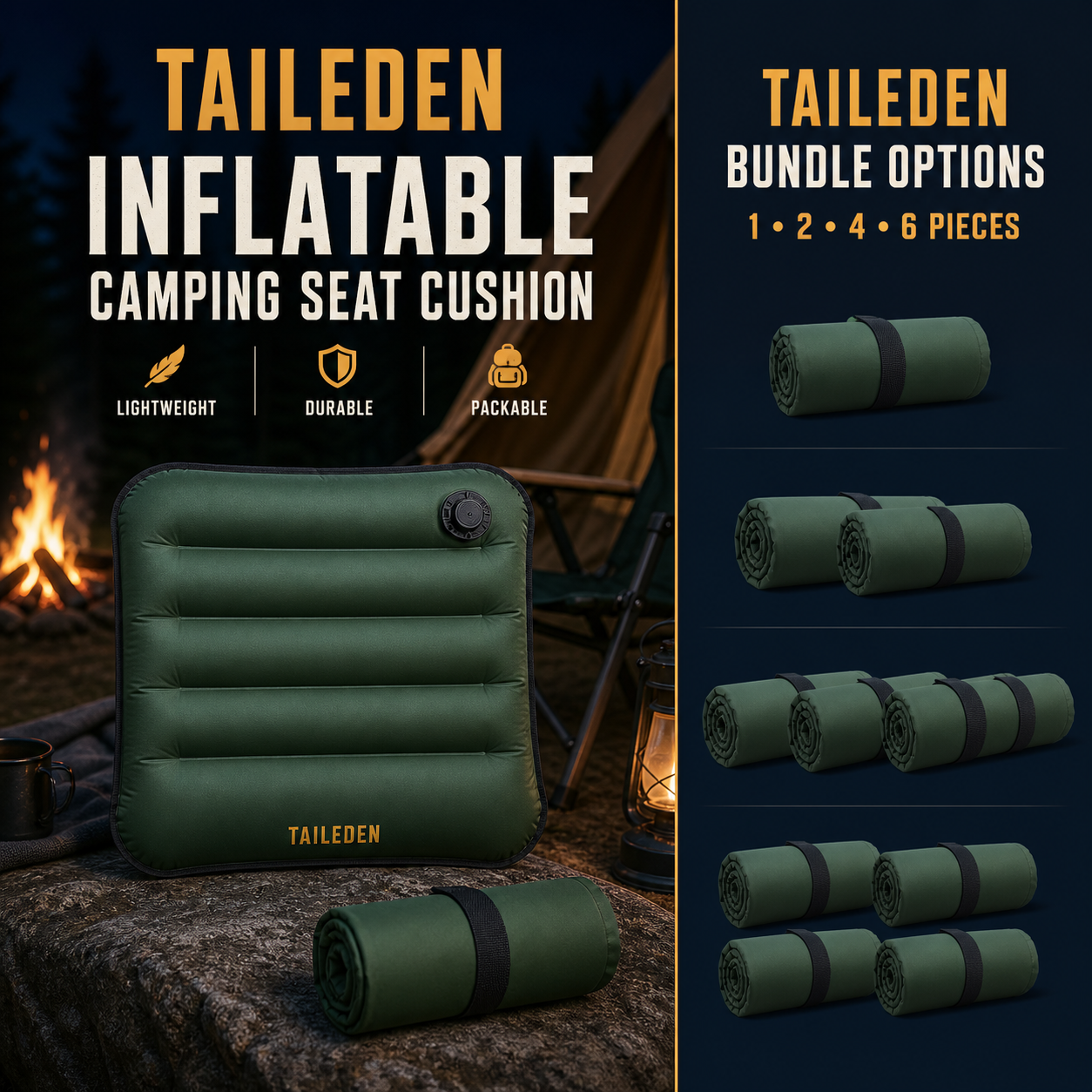 TAILEDEN Inflatable Camping Seat Cushion for Outdoor Travel — Bundle options