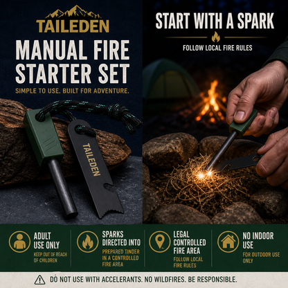 TAILEDEN Magnesium Fire Starter for Camping and Emergency Kits — Outdoor lifestyle