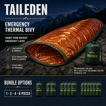 TAILEDEN Pocket Emergency Thermal Bivy for Outdoor Kits — Bundle options
